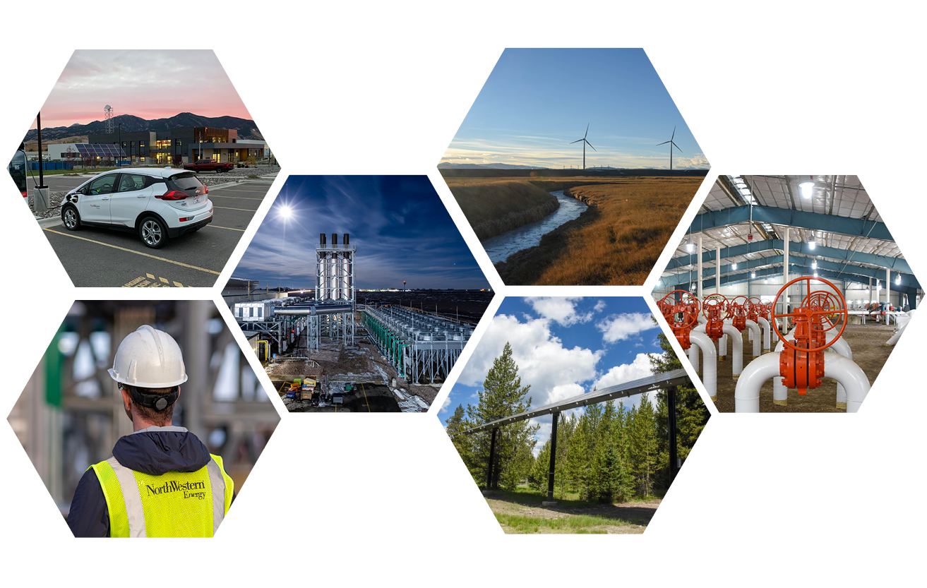 Hexagon collage of NorthWestern Energy images